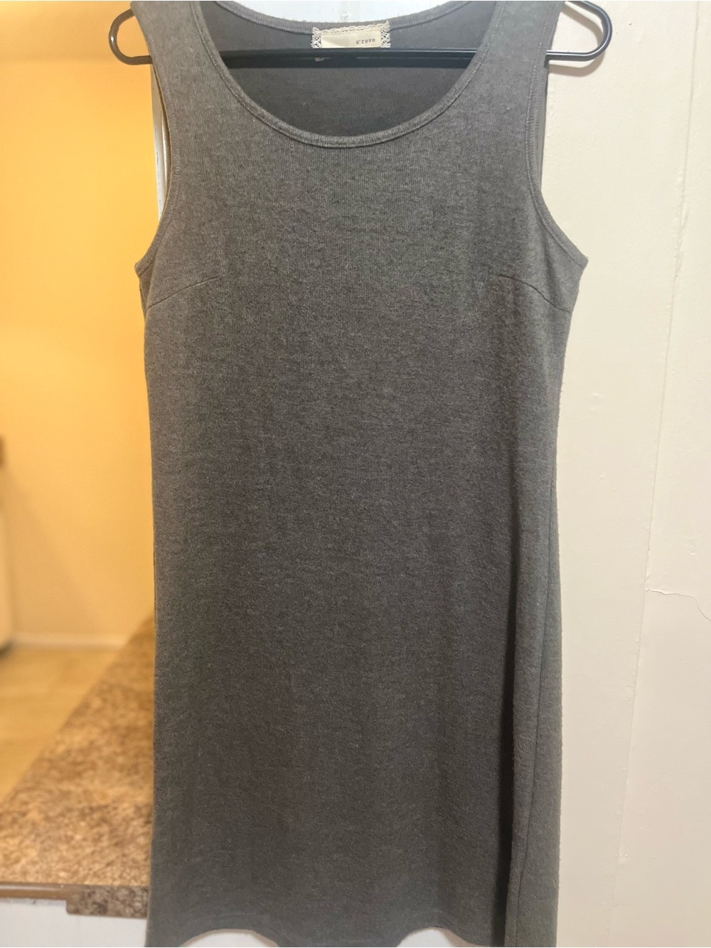 A'Reve Sleeveless Charcoal Knit Shift Dress
